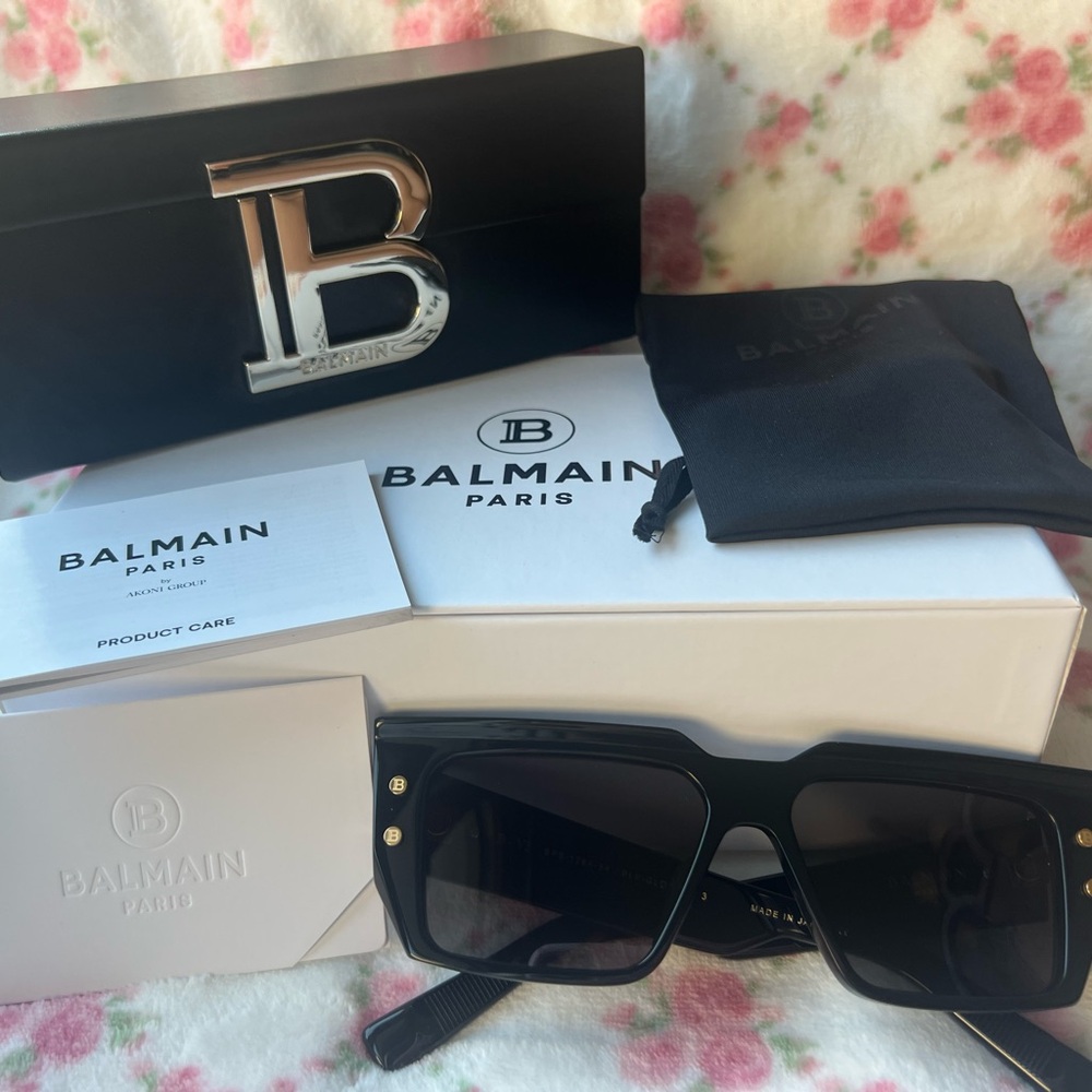Balmain Black Rectangular Sunglasses